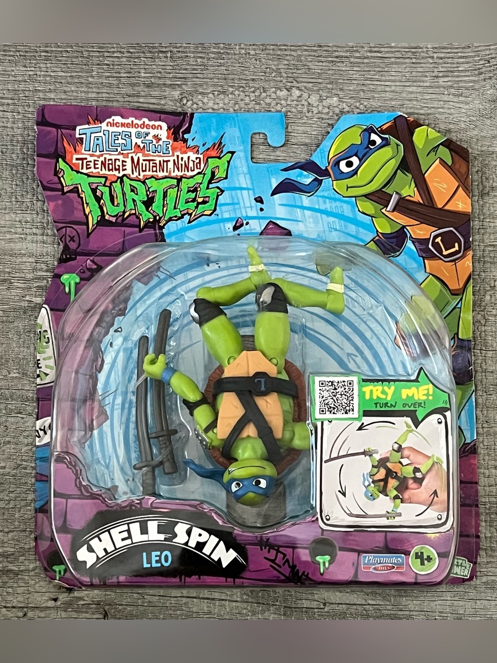 Playmates Toys TMNT Tales Shell Spin Leonardo 4.5in Action Figure w/ Sword